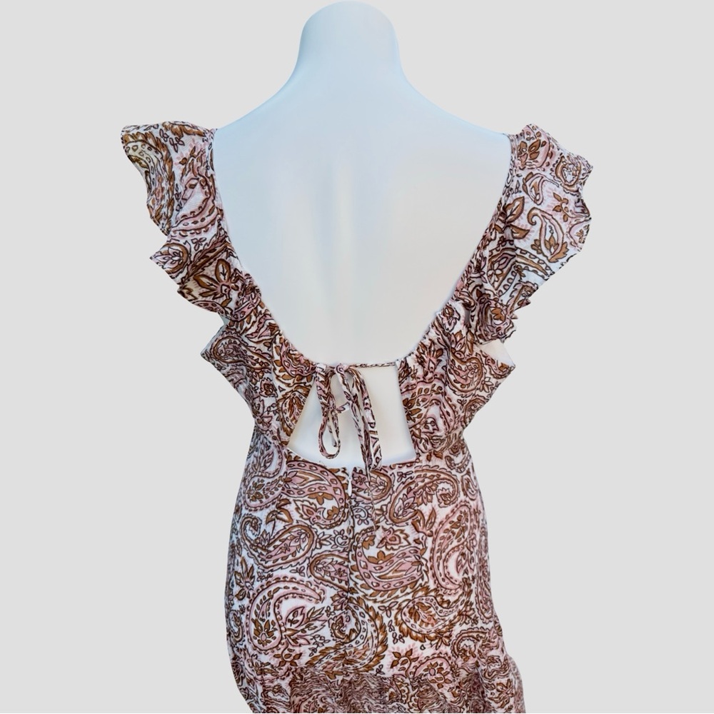 MINKPINK Paisley Ruffle Midi Dress Boho Style Size M - Picture 3 of 9